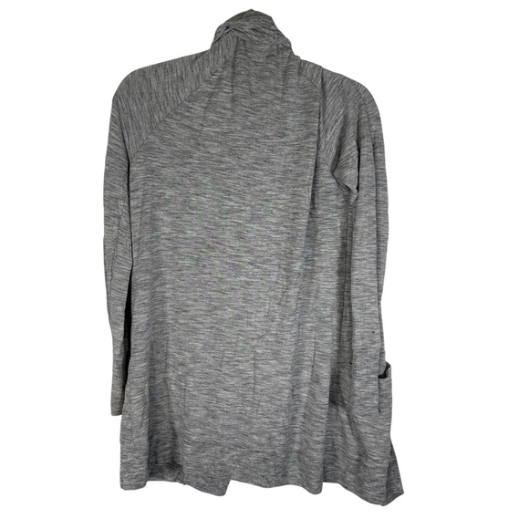 Athleta Gray Waterfall Cardigan Sweater Womens Small Pockets Open Front Draped - Picture 4 of 8